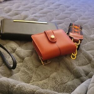Chic Black and Orange Wallet Set